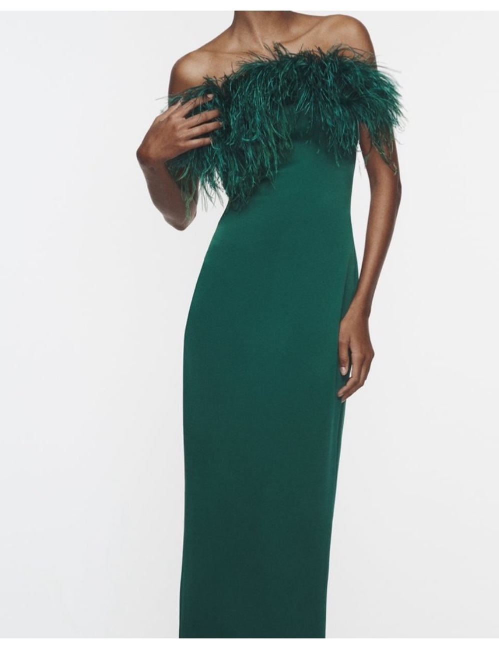 Zara Feather Strapless Gown